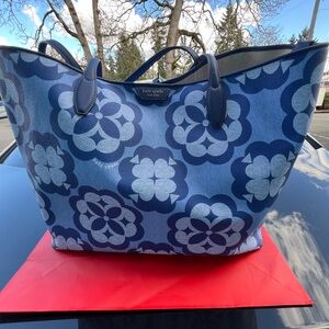 Kate Spade Sutton
Oversized Floral Blue tote with wristlet NWT